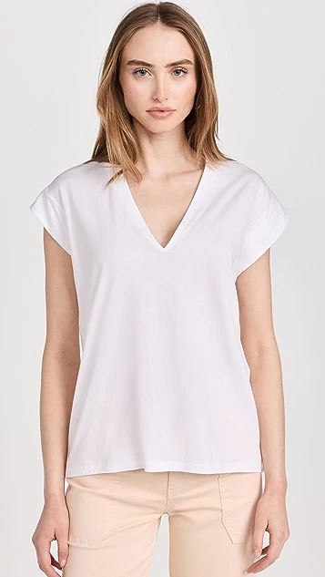 FRAME Le Mid Rise V Neck Tee - Image 6