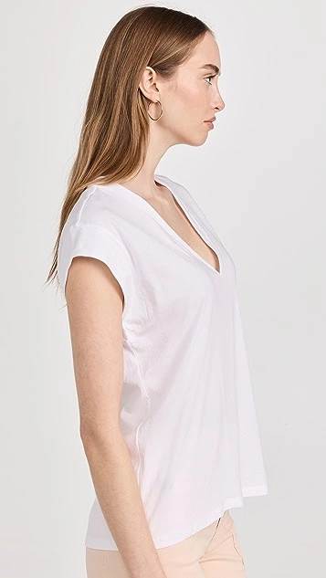 FRAME Le Mid Rise V Neck Tee - Image 3