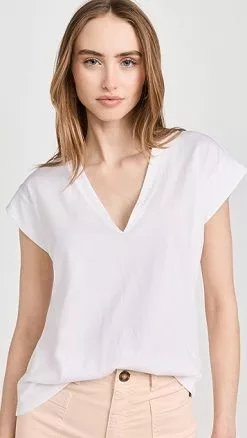 FRAME Le Mid Rise V Neck Tee