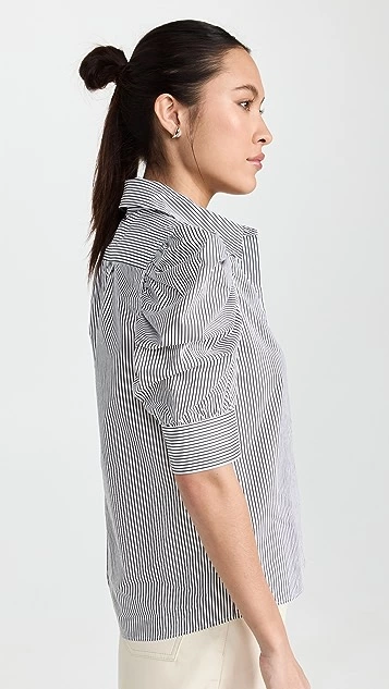 FRAME Ruched Puff Sleeve Shirt - Image 3