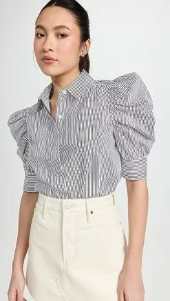 FRAME Ruched Puff Sleeve Shirt