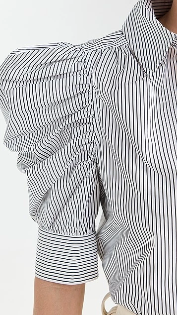 FRAME Ruched Puff Sleeve Shirt - Image 5
