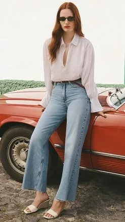 FRAME Le High N Tight Wide Leg Raw After Jeans