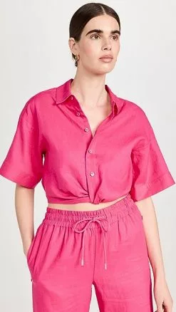 FRAME Cropped Twist Front Shirt
