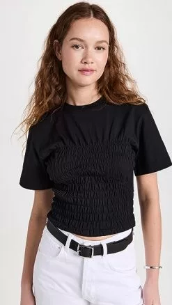 FRAME Smocked Corset Tee